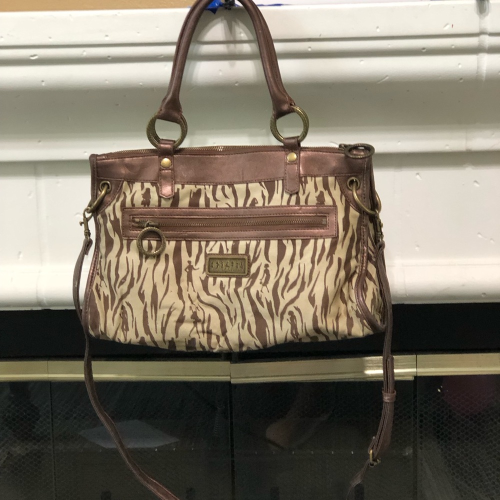 Tan colored zebra bag